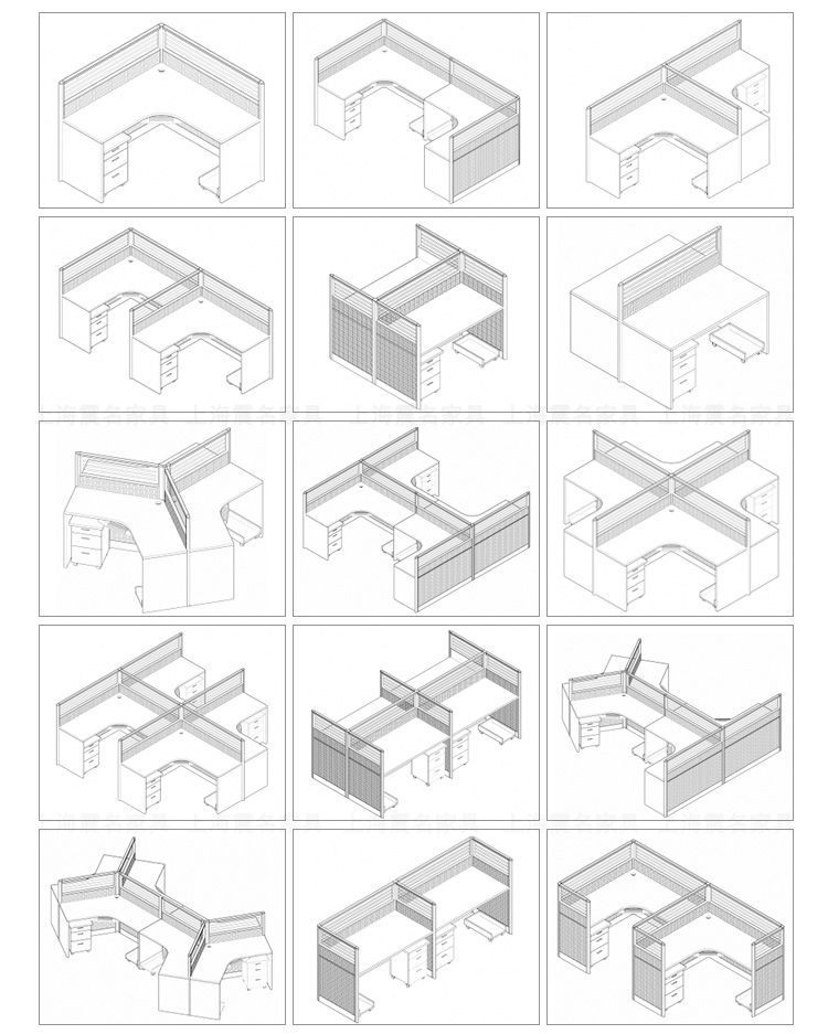 屏風(fēng)工作位常見擺放形狀